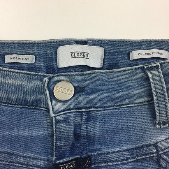 CLOSED Italy Light Wash Organic Cotton C91123 Skinny Pusher Long Jeans - Picture 2 of 10